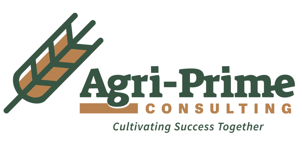 Agri-Prime Consulting logo with a stylized wheat graphic, company name in green text, and the tagline "Cultivating Success Together" below.